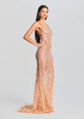 Odessa Sequin Feather Dress