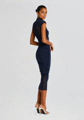 Tabitha Mesh Ruched Midi Dress