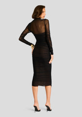 Trina Mesh Ruched Midi Dress