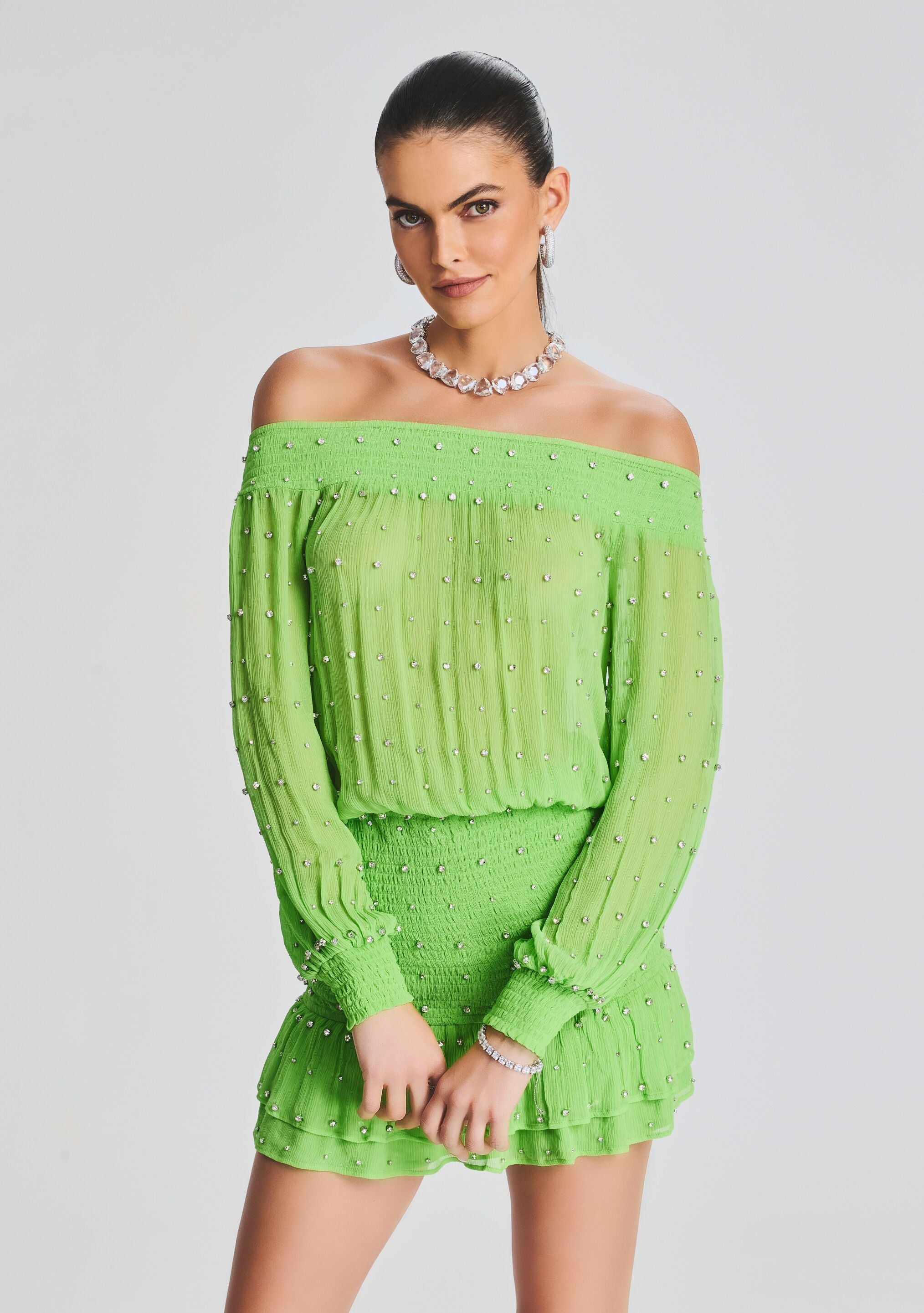 Taisha Embellished Silk Chiffon Dress