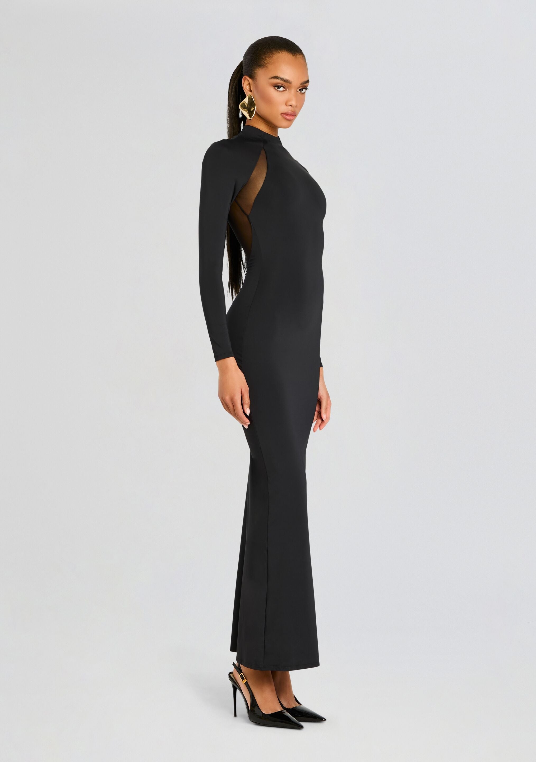 Krystal Maxi Dress with Mesh Paneling
