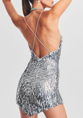 Sirena Feather Sequin Dress